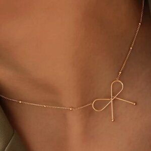 18K Gold Plated Bow Necklace | Waterproof Stainless Steel | Dainty Minimalist Je